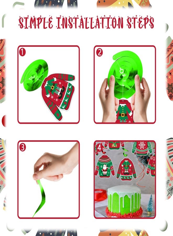 WEEPA 30 Pcs Ugly Sweater Christmas Party Decorations Ugly Sweater Hanging Swirls Christmas Cardboard Cutouts for Bulletin Board Party Decorations - Image 4